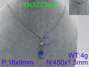Stainless Steel Stone & Crystal Necklace - KN37739-Z