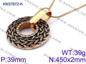 Stainless Steel Stone Necklace - KN37872-K