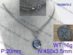 Stainless Steel Stone Necklace - KN38676-Z