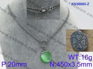 Stainless Steel Stone Necklace - KN38680-Z