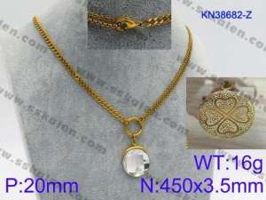 Stainless Steel Stone Necklace - KN38682-Z