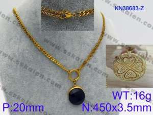 Stainless Steel Stone Necklace - KN38683-Z