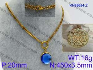 Stainless Steel Stone Necklace - KN38684-Z