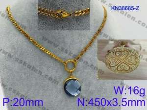 Stainless Steel Stone Necklace - KN38685-Z
