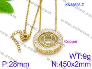 Stainless Steel Stone Necklace - KN38698-Z