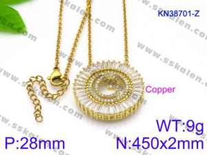 Stainless Steel Stone Necklace - KN38701-Z