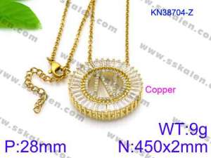 Stainless Steel Stone Necklace - KN38704-Z