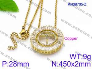 Stainless Steel Stone Necklace - KN38705-Z