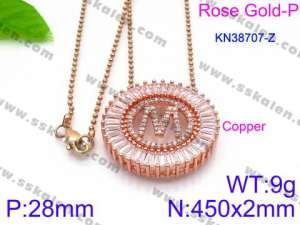 Stainless Steel Stone Necklace - KN38707-Z