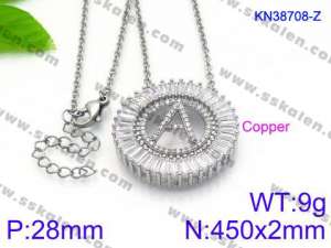 Stainless Steel Stone Necklace - KN38708-Z