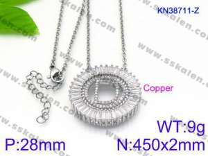 Stainless Steel Stone Necklace - KN38711-Z