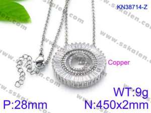 Stainless Steel Stone Necklace - KN38714-Z