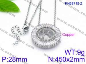 Stainless Steel Stone Necklace - KN38715-Z