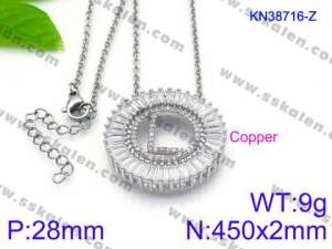 Stainless Steel Stone Necklace - KN38716-Z