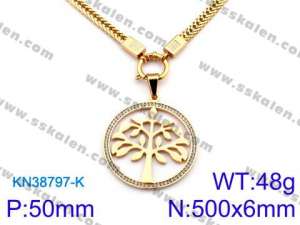 SS Gold-Plating Necklace - KN38797-K