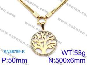 SS Gold-Plating Necklace - KN38799-K