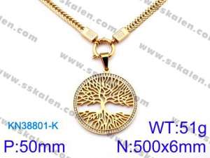 SS Gold-Plating Necklace - KN38801-K