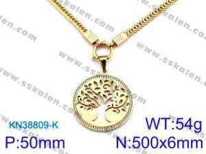 SS Gold-Plating Necklace - KN38809-K