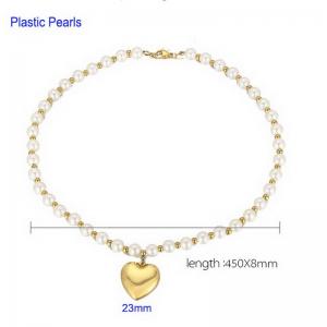 Imitation pearl heart pendant necklace - KN54744-Z