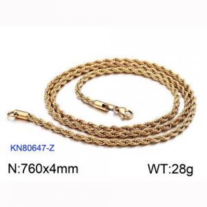 SS Gold-Plating 4mm Steel Twisted Singapore Chains - KN80647-Z