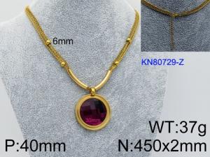 SS Gold-Plating Necklace - KN80729-Z