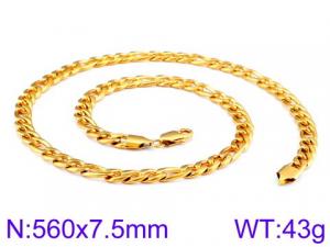 SS Gold-Plating Necklace - KN81340-Z