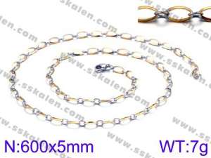 SS Gold-Plating Necklace - KN81443-Z
