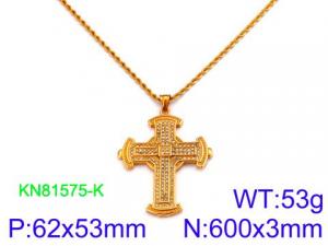 SS Gold-Plating Necklace - KN81575-K