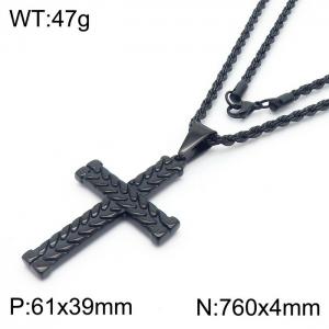 Stainless Steel Black-plating Necklace - KN81864-K