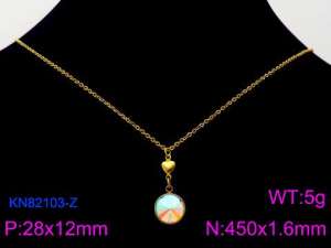 Stainless Steel Stone Necklace - KN82103-Z
