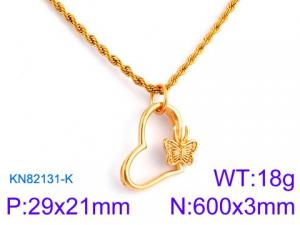 SS Gold-Plating Necklace - KN82131-K