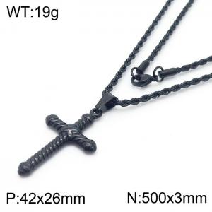 Stainless Steel Black-plating Necklace - KN82161-K