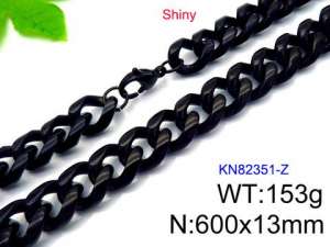 Stainless Steel Black-plating Necklace - KN82351-Z