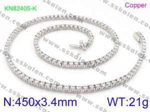 Stainless Steel Stone Necklace - KN82405-K