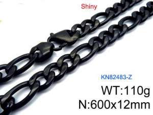 Stainless Steel Black-plating Necklace - KN82483-Z