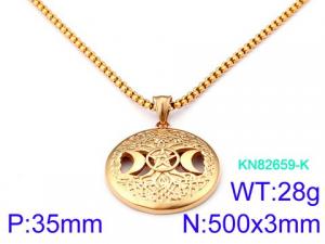 SS Gold-Plating Necklace - KN82659-K