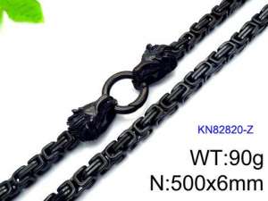 Stainless Steel Black-plating Necklace - KN82820-Z