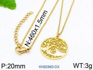 SS Gold-Plating Necklace - KN82860-DX