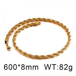 Creative double color Fried Dough Twists chain hip-hop necklace Gold-Plating Necklace - KN82962-K