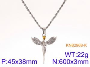 Stainless Steel Stone Necklace - KN82968-K