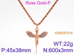 Stainless Steel Stone Necklace - KN82970-K