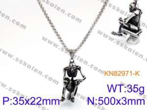 Stainless Skull Necklaces - KN82971-K