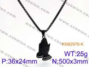 Stainless Steel Stone Necklace - KN82976-K