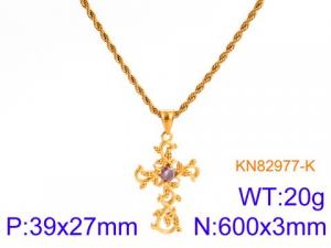Stainless Steel Stone Necklace - KN82977-K