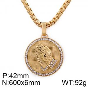 Stainless Steel Stone Necklace - KN83015-JL