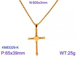 SS Gold-Plating Necklace - KN83329-K