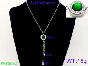 Stainless Steel Stone Necklace - KN83865-Z