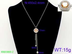 Stainless Steel Stone Necklace - KN83868-Z
