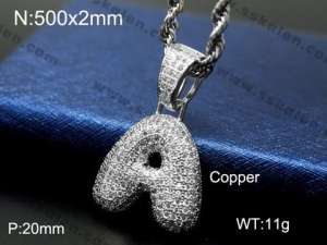 Stainless Steel Stone Necklace - KN84238-WG