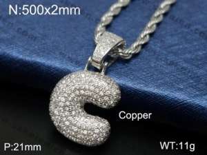 Stainless Steel Stone Necklace - KN84240-WG